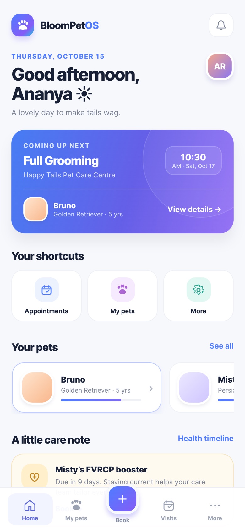 Pet owner app — Home